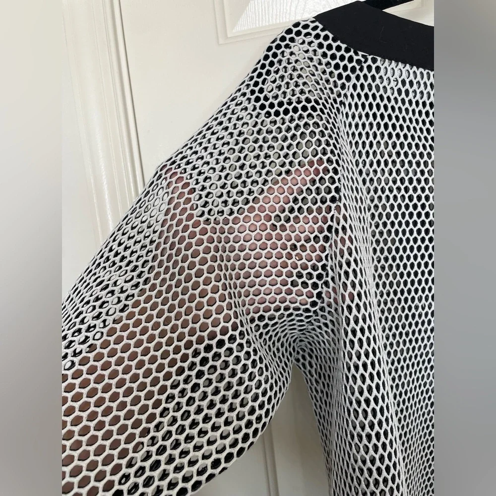 Hilton Hollis black and white mesh string tie swim vacation top shirt | XL - Picture 4 of 12
